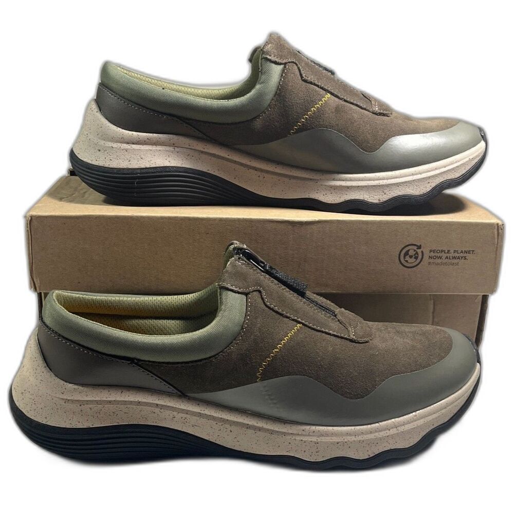 Clarks Jaunt Way Slip-On Shoes Dark Olive Women's 9M Comfort Walking NEW